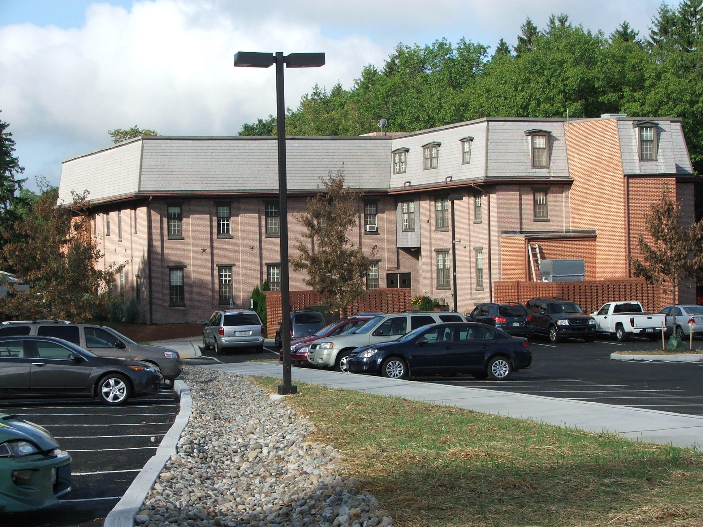 Mansard roof after pressure washing. Messiah College they were extreamly pleased with the results.